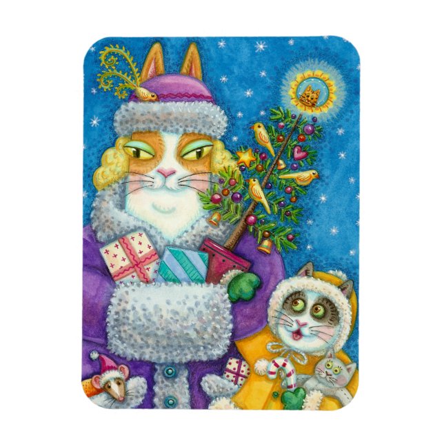 ÍMAN  HISS N' FITZ GATOS COMPRANDO NATAL, ÁRVORE DE PENA (Vertical)
