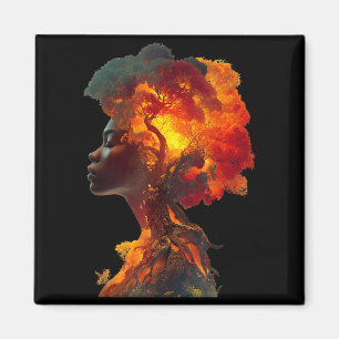 Íman História Negra Arte Afro Mulher Raízes Da Árvore N