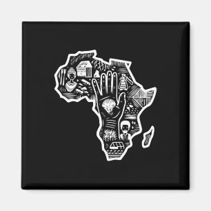 Íman História Negra Mês África Mapa Design Arte de Unid