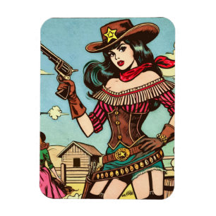 Íman Histórias em quadrinhos de Vintage Cute Cowgirl