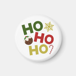 Íman HO HO HO + pudim de Natal, doce, floco de neve