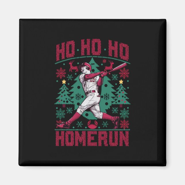 Íman Ho Homerun Baseball Febre Suéter de Natal Feio (Frente)