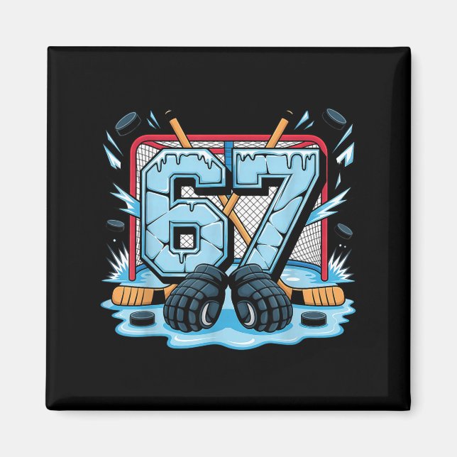 Íman Hockey 67 Drip Ice Rink Gloves Meme Six Seven Srts (Frente)