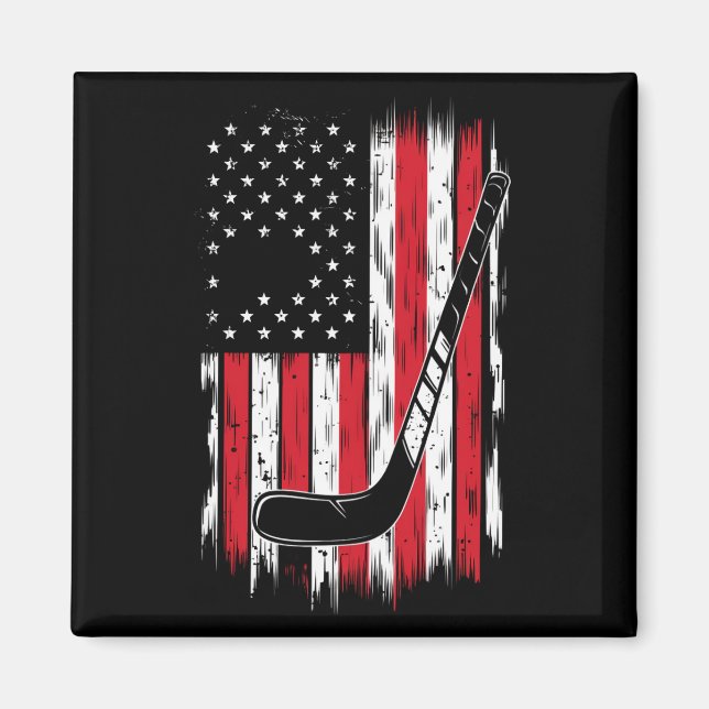 Íman Hockey American Flag Sports Retro Vintage (Frente)