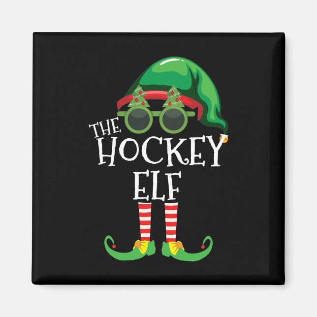 Íman Hockey Elf Combinando Roupas de Natal para Festa d (Frente)