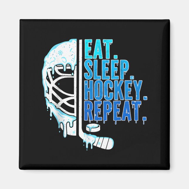 Íman Hockey Ice Cream Drip Eat Sleep Hockey Repeat Boys (Frente)