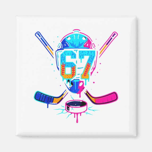 Íman Hockey Ice Cream Drip Number 67 Player 67th Birthd (Frente)