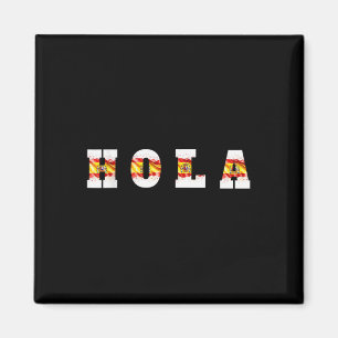 Íman Hola Text Com Bandeira Espanhola, Saudação Espanho