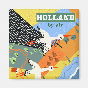 Íman Holanda de avião impressão de férias vintage