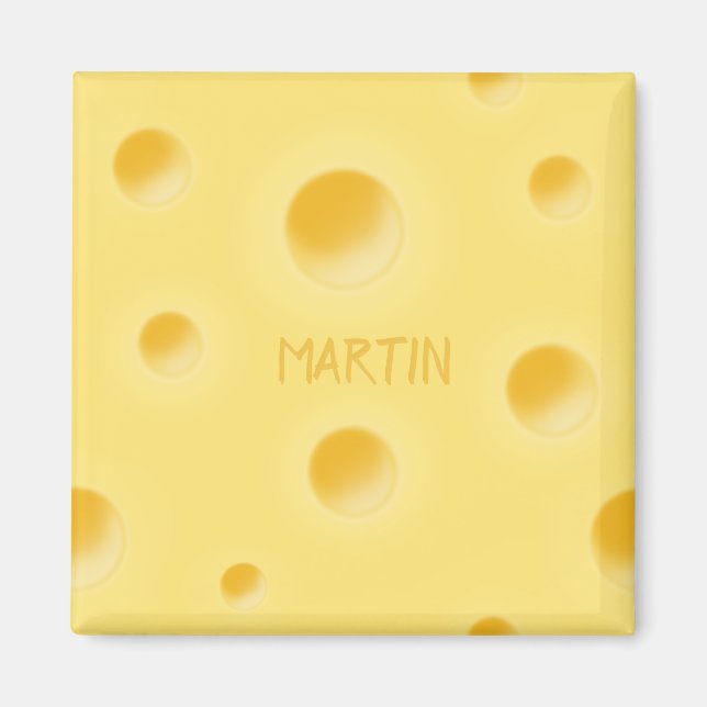 Íman Holey Swiss Cheese Personalizada Yellow Cheesy (Frente)