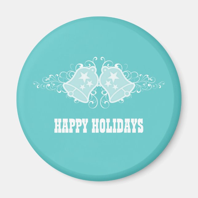 Íman Holiday Bells and Swirls Magnet, Aqua (Frente)