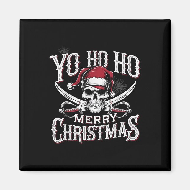 Íman Holiday Pirate Yo Ho Ho Merry Christmas Santa Hat  (Frente)