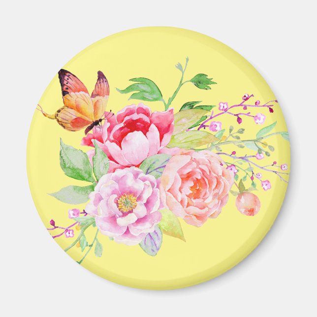 Íman holiES - Flores de Mola de Aquarela Buquê 2 (Frente)