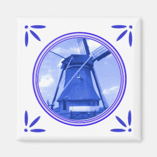 Íman Holland Windmill Delft Blue Style