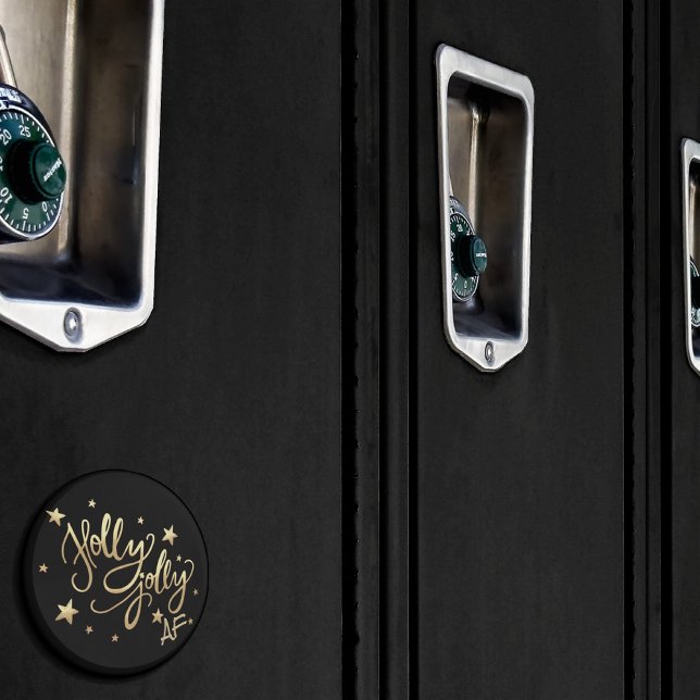 Íman Holly Jolly AF | Manuscrito brilhante Dourado Faux (Criador carregado)