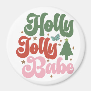 Íman Holly Jolly Babe Retro Groovy Feriados de Natal