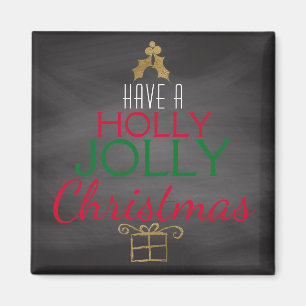 Íman Holly Jolly Christmas Rustic Chalkboard Red Green
