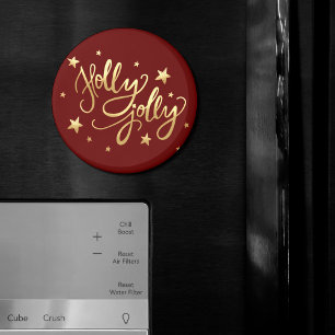 Íman Holly Jolly Elegante Dourado Faux Foil Script