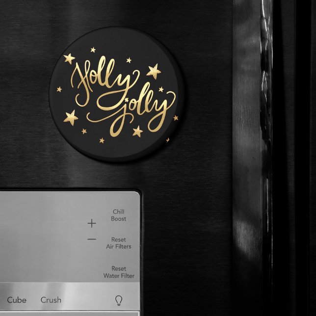 Íman Holly Jolly | Elegante Dourado Faux Foil Script (Criador carregado)