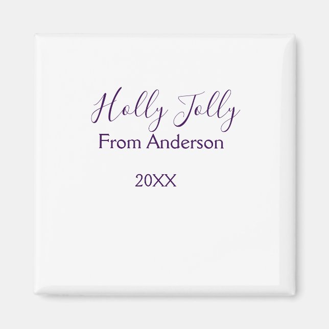 Íman Holly Jolly holidays add name family year purple s (Frente)