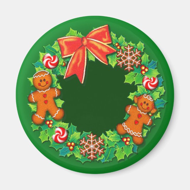 Íman HOLLY, PINWHEELS & GINGER WREATH de SHARON SHARPE (Frente)