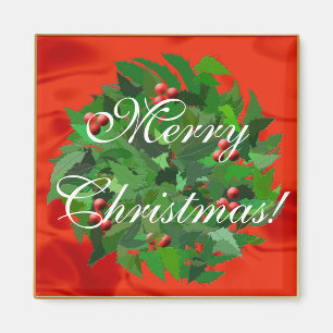 Íman Holly Wreath Feliz Natal!