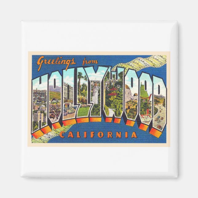 Íman Hollywood California Vintage Large - Letra Postal (Frente)