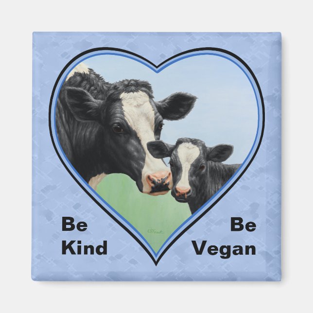 Íman Holstein Vaca e Vitelo Azul Vegan (Frente)
