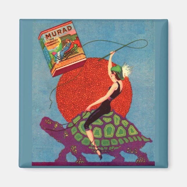 Íman Homad Cigarro senhora cavalgando tartaruga gigante (Frente)