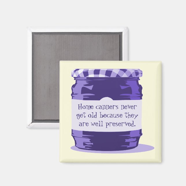 Íman Home Canning Humor Retro Purple Jelly Jar Kitchen (Front/Back)