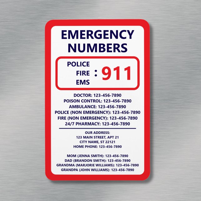 Íman Home Emergency Numbers Useful Contact List (Home Emergency Numbers Useful Contact List Magnet
)