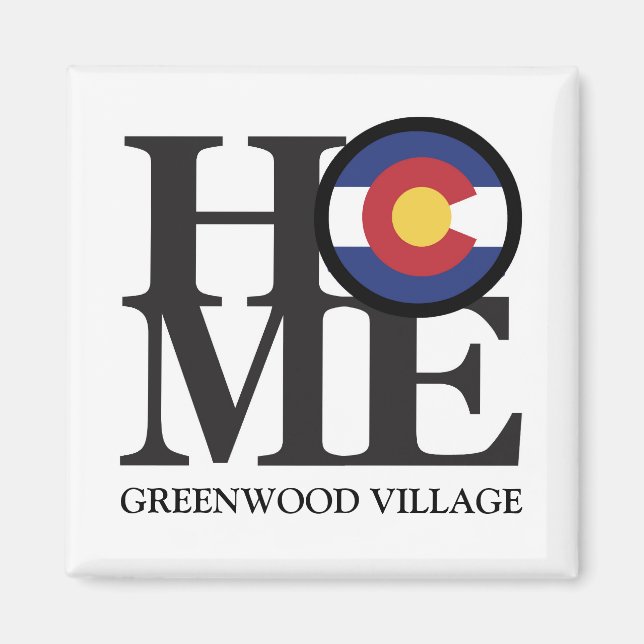 Íman HOME Greenwood Village Colorado 4 x 4" Magnet (Frente)