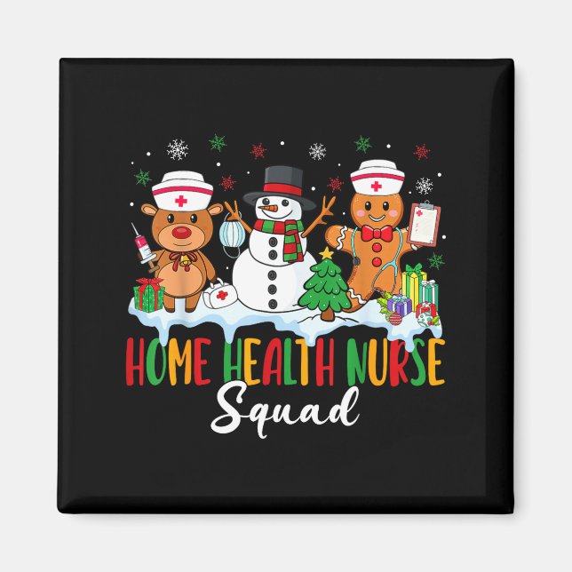 Íman Home Health Nurse Squad Reindeer Gingerbread Chris (Frente)
