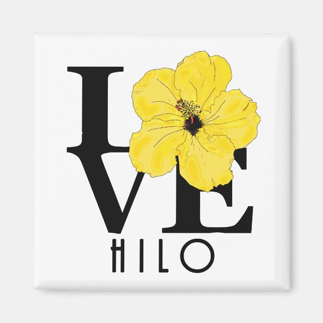 Íman HOME Hilo Hawaii Yellow Hibiscus (Frente)
