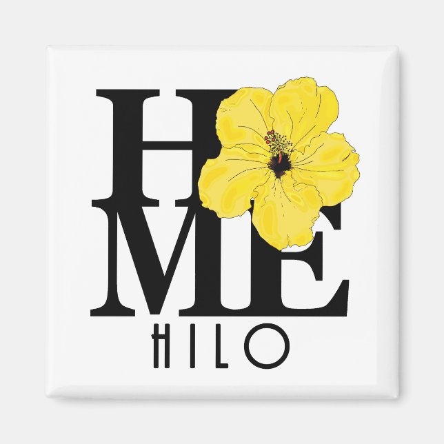 Íman HOME Hilo Hawaii Yellow Hibiscus (Frente)