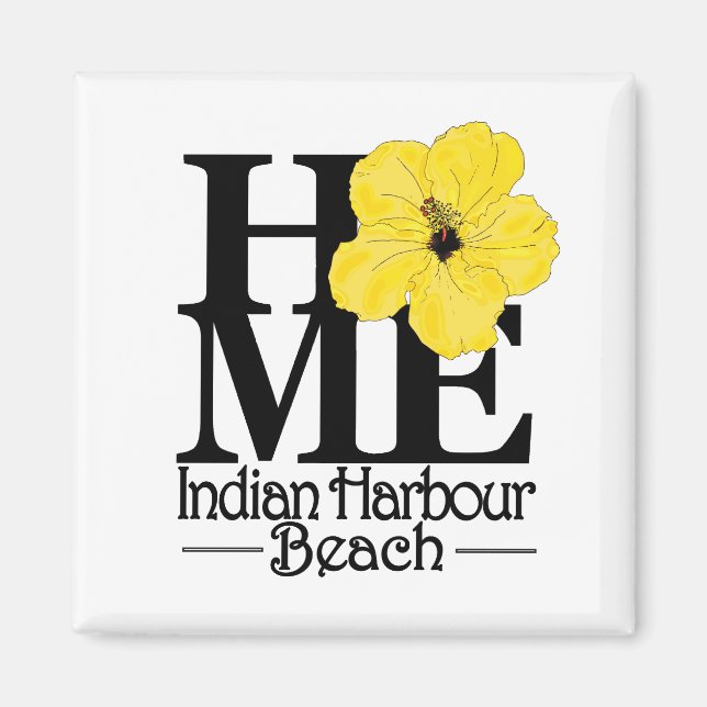 Íman HOME IndianHarbour Beach Yellow Hibiscus (Frente)