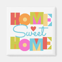 Home Sweet Home Magnet - Color Block Letters-WHT B