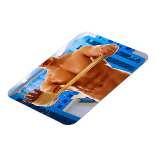 Íman Homem muscular de SlipperyJoe sem camisa, ginástic