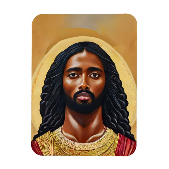 Íman Homem Negro Africano - Retrato Cristo de Jesus (Vertical)