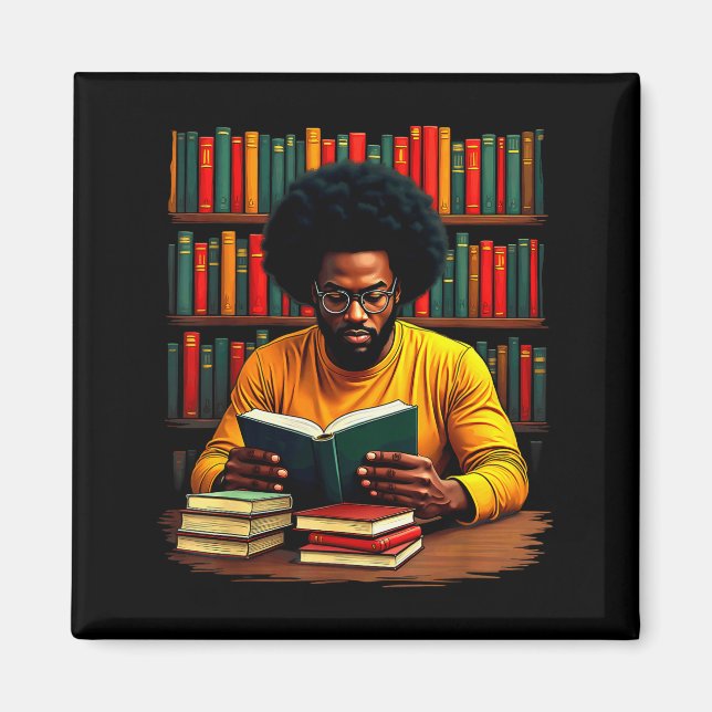 Íman Homem negro lendo livros no Juneteenth (Frente)