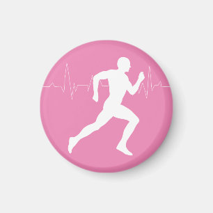 Íman Homem Runners Silhouette em Fundo Rosa