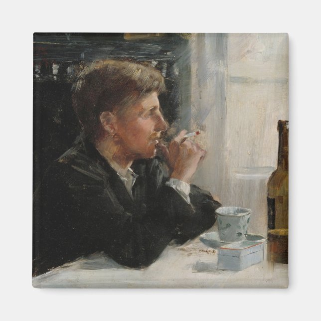 Íman Homem sentado perdido na Mesa (Frente)