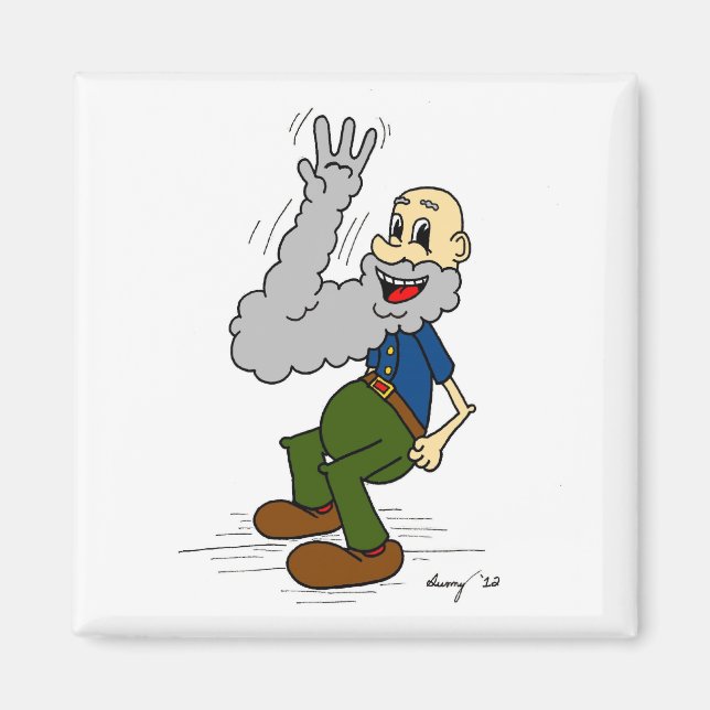 Íman Homem Velho A Agitar O Magnete (Frente)