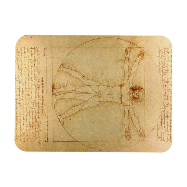 Íman Homem Vitruviano por Leonardo Da Vinci (Horizontal)