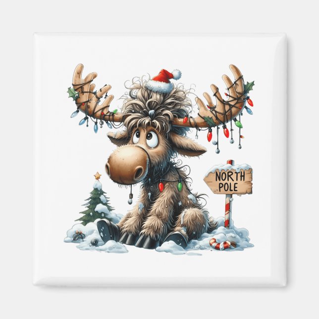 Íman Homens Cristóvão da Feliz Moose de Natal Adoráveis (Frente)