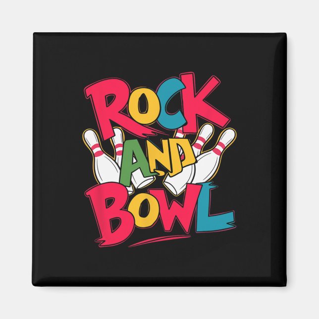 Íman Homens De Rock E Bowl Jogam Boliches De Dez Pinos (Frente)