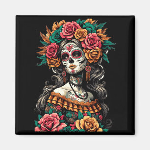 Íman Homens La Catrina Caveira Colorida Mexicana Dia De