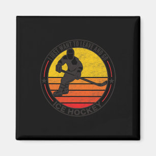 Íman Homens Retro Vintage Hóquei no Gelo Engraçado Joga