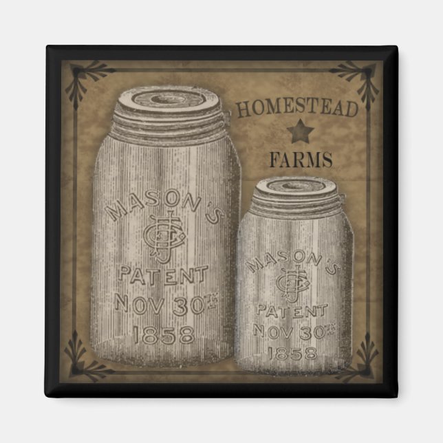 Íman Homestead Primitive Canning Jar Magnet (Frente)