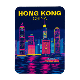 Íman Hong Kong China Skyline Viagem Souvenir